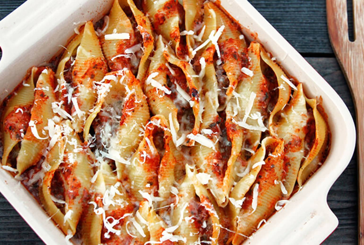 Mexican-Style Stuffed Shells with Salsa Roja
